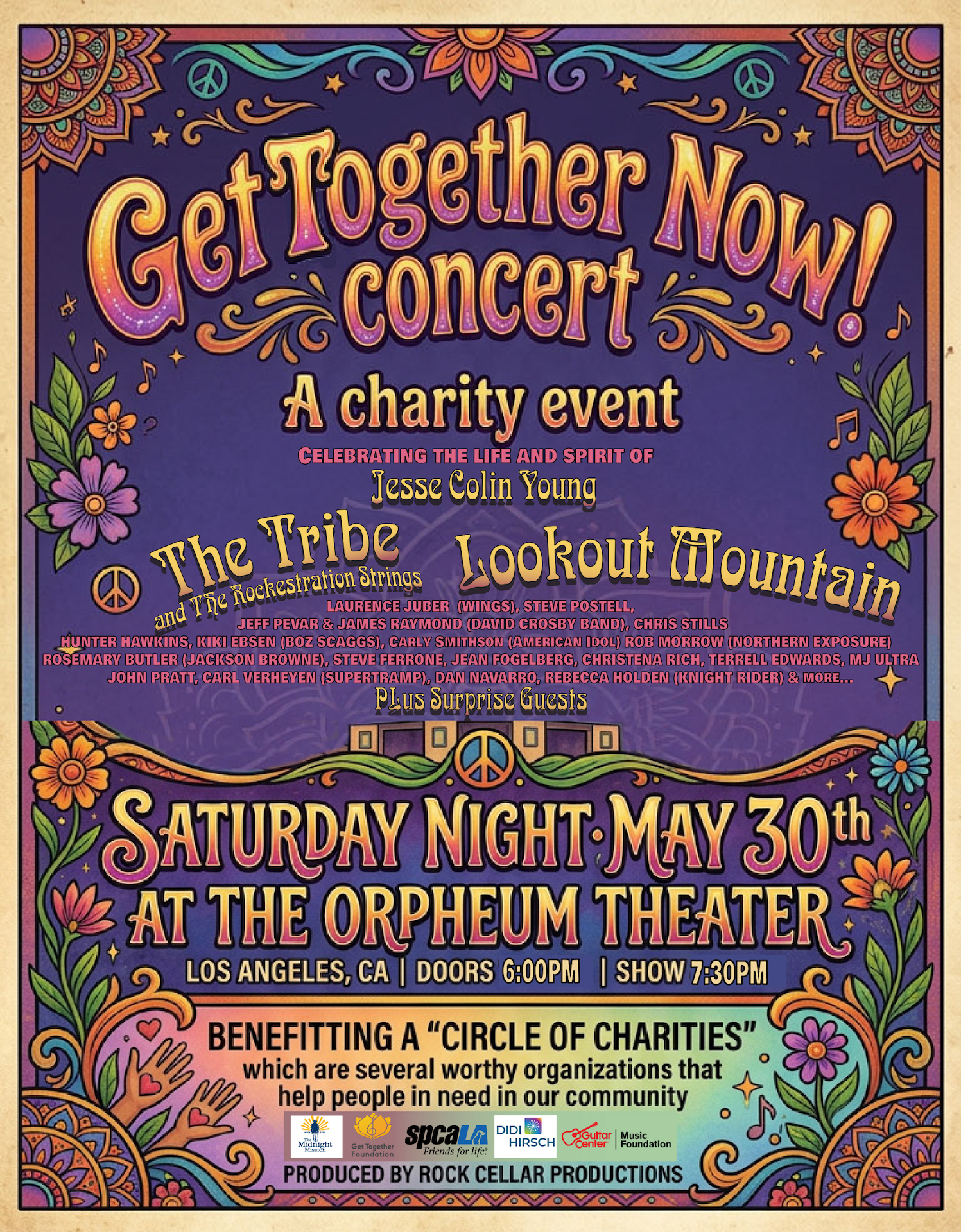 GET TOGETHER NOW! Concert Flyer - A charity event celebrating Jesse Colin Young